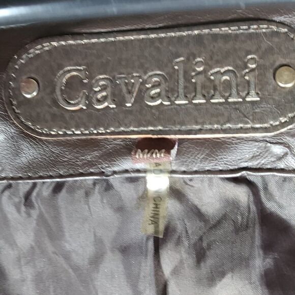 Cavalini Ci Sono Women's Sz M Brown Faux Leather Quilted Front Zip Biker Jacket - Picture 4 of 11